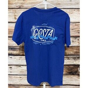Costa Catch Release Repeat Fishing T-Shirt Blue Size Medium Cotton New